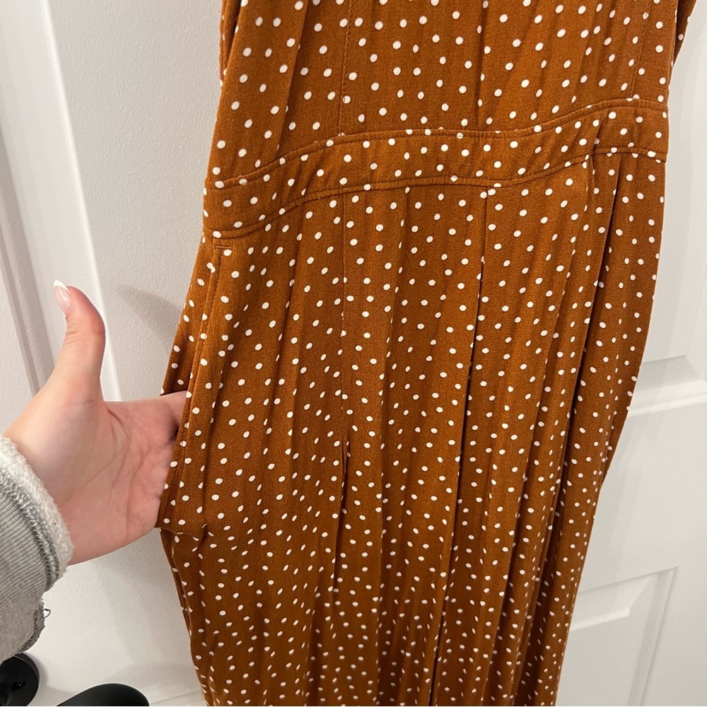Abercrombie & Fitch Brown Polka Dot Wide-Leg Jumpsuit - Picture 4 of 10